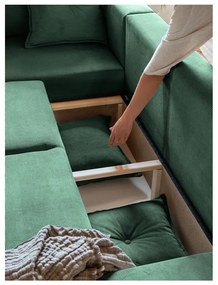 Zöld kordbársony kinyitható sarokkanapé (variálható) Lazy Lukka – Miuform