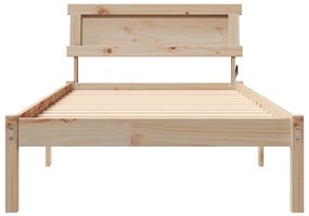 Ágykeret Fejtámlával és LED-del 80x200 cm Tömör Fenyő Fa