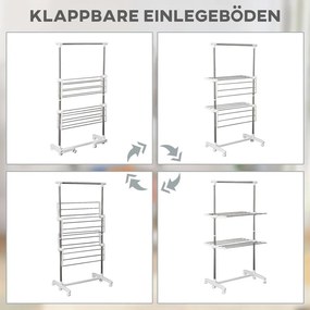 Összecsukható ruhaszárító állvány kerekekkel 83-136,5 x 45,5 x 154 cm