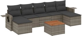 vidaXL 8 részes szürke polyrattan kerti ülőgarnitúra párnákkal