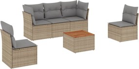 vidaXL 6 részes vegyes bézs polyrattan kerti ülőgarnitúra párnákkal