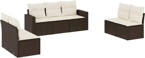 vidaXL 7 részes barna polyrattan kerti ülőgarnitúra párnákkal