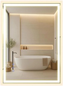 SONGMICS LED-es fürdőszobai tükör, 71x51 cm, páramentesítő funkció, fehér