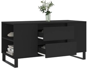 Fekete szerelt fa dohányzóasztal 102x44,5x50 cm