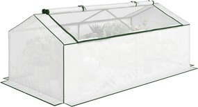 Outsunny fóliás mini üvegház PE hálós ablakkal — téltűrő fóliás üvegház erkélyre és kertbe, paradicsomház, 180 x 90 x 70 cm, fehér | Aosom