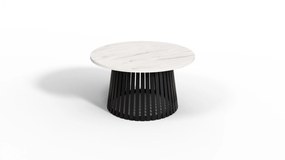 Abel dohányzóasztal 58 cm márvány világos – modern kerek dohányzóasztal a nappaliba