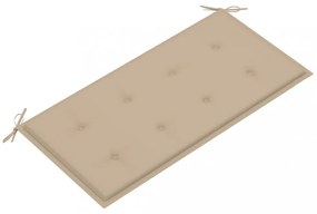 tömör tíkfa kerti pad bézs párnával 112 cm