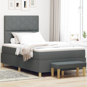 Box Spring Ágy Matraccal és Pad Sötétszürke 120x190 cm Textil