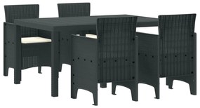 vidaXL Kert étkező szett 5 pcs Antracit Polt rattan