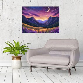 Üveg kép - Lila táj (70x50 cm)