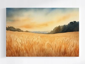 Poszter Tájkép Falu Mező Gabona Kalászok Aratás 60x40