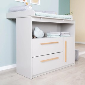 Világosszürke gyerek komód pelenkázó feltéttel 107x98x75 cm Lea – Roba