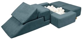 Türkiz kordbársony habszivacs játszótér 6 db-os magasság 40 cm 100x35 cm Montessori – Meowbaby