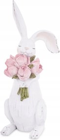 Húsvéti figura nyuszi dekoráció fehér virágok rózsaszín