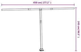 fehér vas napellenzőrúdszett 450 x 245 cm