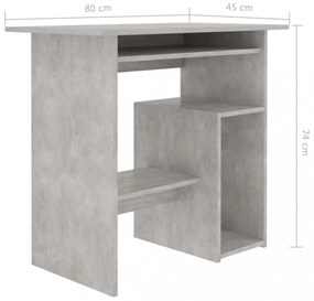 betonszürke szerelt fa íróasztal 80 x 45 x 74 cm