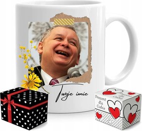 Pis Elnöki Bögre Jaroslaw Kaczynski Névre Szóló Doboz nyomtatott fényképpel