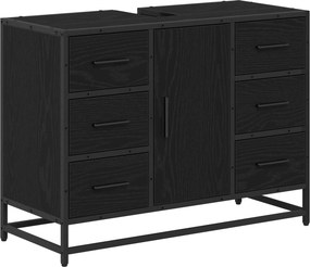 vidaXL Fürdőszoba Székény fiókkal Fekete tölgy 80 x 33 x 60 cm Faanyag