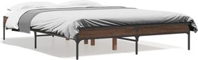 vidaXL barna tölgyszínű szerelt fa és fém ágykeret 135 x 190 cm