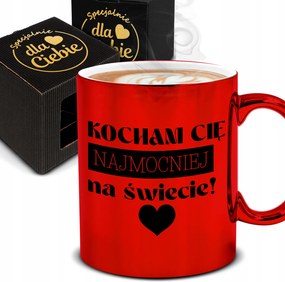 Metál Piros Bögre Ajándék Pároknak Szeretlek A Legerősebben Csomag