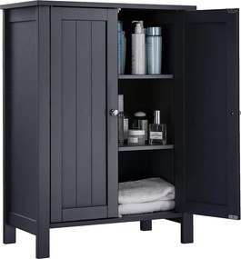 Szabadon álló fürdőszobai tárolószekrény 2 ajtóval, 60 x 80 x 30 cm szürke