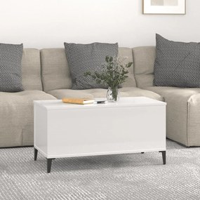 Magasfényű fehér szerelt fa dohányzóasztal 90x44,5x45 cm