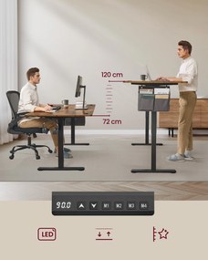 Magasságállítható elektromos íróasztal memóriafunkcióval 180 x 80 cm, vintage barna