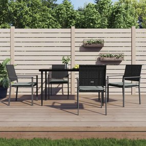 4 db fekete polyrattan kerti szék párnával 56x62,5x89 cm