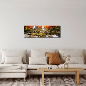 Kép - vízesések a narancssárga erdőben (órával) (90x30 cm)