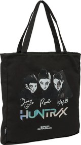 K-pop Démonvadászok Black cipzáras vászon válltáska, bevásárlótáska 38 cm