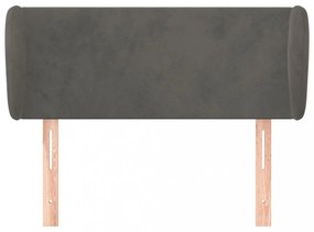 sötétszürke bársony fejtámla szárnyakkal 103x23x78/88 cm