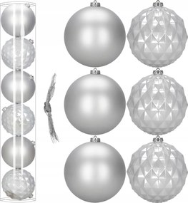 Ezüst Karácsonyfadísz 6db 15cm Törhetetlen Karácsonyi Díszek