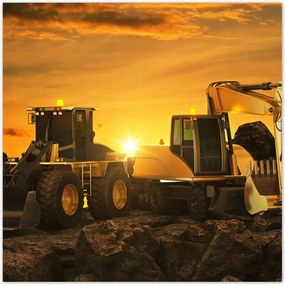 Poszterek 100x100 Kotrógép naplemente