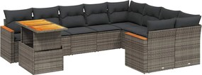 vidaXL 10 részes szürke polyrattan kerti ülőgarnitúra párnákkal