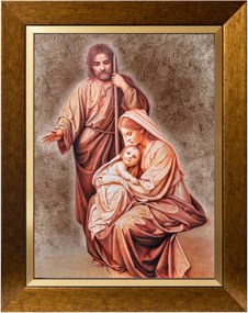 Szent Család Vallásos Vászonkép Arany Díszített Keretben 30X40