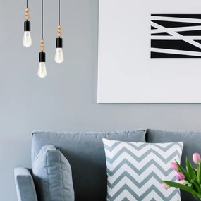 Simon 3xE27/60W/230V fekete függeszték kábellel