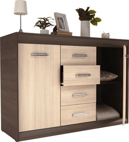 Komód, DTD/MDF, tölgy világos/tölgy sötét, KORINA