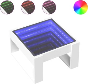 vidaXL fehér végtelen hatású LED-es dohányzóasztal 50 x 53 x 30 cm