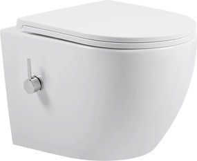 Erga Lily, fali WC-csésze bidé funkcióval + WC-ülőke, fényes fehér, ERG-V03-LILY-RIM-BID-WH