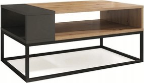 Dohányzóasztal polccal modern tölgy artisan pad loft nappali Afra