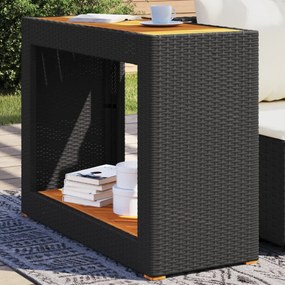 fekete polyrattan falapos kerti asztal 100x40x75 cm