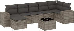 vidaXL 8 részes szürke polyrattan kerti ülőgarnitúra párnákkal