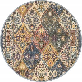 Kerek Szőnyeg Gumírozott Rombusz Dísz Vintage Modern Classic átm. 80 cm