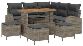 vidaXL Kerti Kanapé Szett párnával tárolóval párnával 9 pcs Szürke