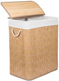 G21-es 105 literes szennyeskosár elválasztókkal, rattan utánzat, fehér betéttel