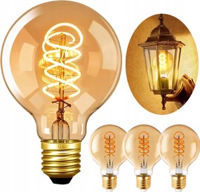 3db Led izzó E27 Filament 4W Edison Dekoratív G80