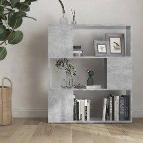 betonszürke szerelt fa térelválasztó könyvszekrény 80x24x94 cm
