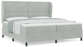 vidaXL Boxrugós ágy matracmal Világosszürke 200 x 200 cm Poliészter