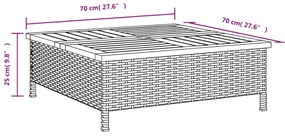 bézs polyrattan és akácfa kerti asztal 70 x 70 x 25 cm