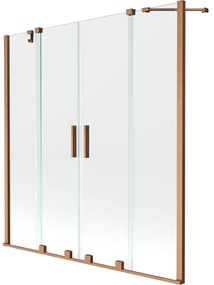 Mexen Velar Duo, 2 szĂĄrnyas eltolhatĂł kĂĄdparavĂĄn 160 x 150 cm, 8mm ĂĄtlĂĄtszĂł ĂŒveg, rĂ©z matt profil, 896-160-000-02-65